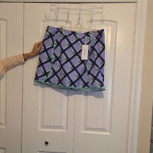 Lady Hagen Purple and Green Checkered Mini Skirt